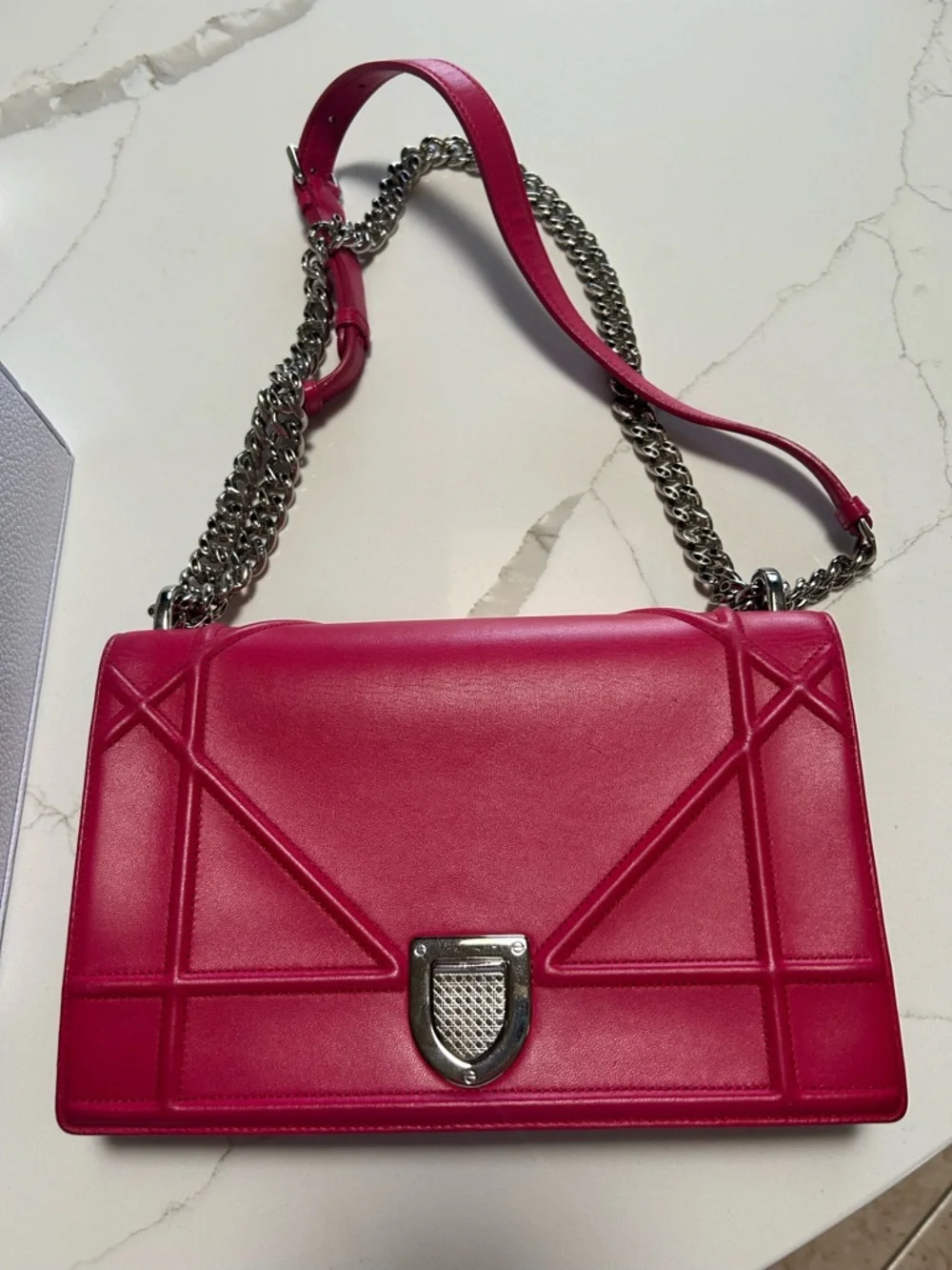 Dior Diorama Magenta Pink with Silver Chain Strap - Picture 3 of 14